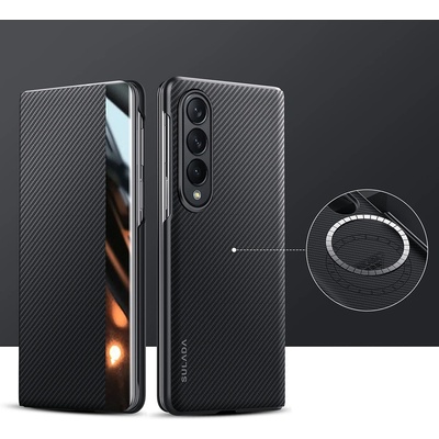 Samsung Калъф SULADA Kevlar за Samsung Galaxy Z Fold4 - смарт капак с прозорец, кожена текстура и магнитна функция, различни цветове