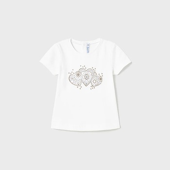 MAYORAL Тениска с къс ръкав basic в бяло за бебе момиче със златни и сребристи глитери Майорал