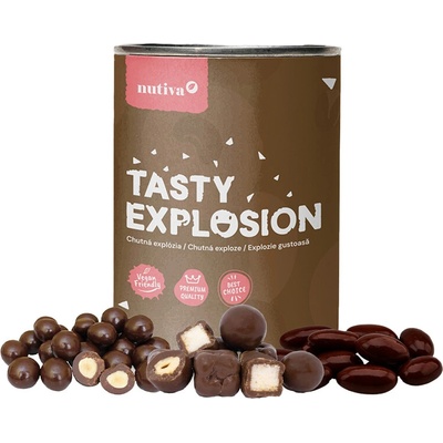 Nutiva Mandle lieskové orechy a kokosové kocky v mliečnej čokoláde 450 g