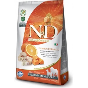 Farmina N&d grain free pumpkin codfish & orange adult medium & maxi - пълноценна храна за кучета в зряла възраст над 1 година от средните и едри породи с тиква, риба треска и портокал 2, 5 кг pnd0250065