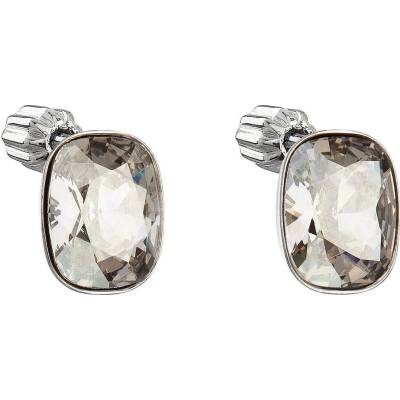 Pavona Stříbrné náušnice pecka s krystaly Swarovski šedý obdélník 31279.5