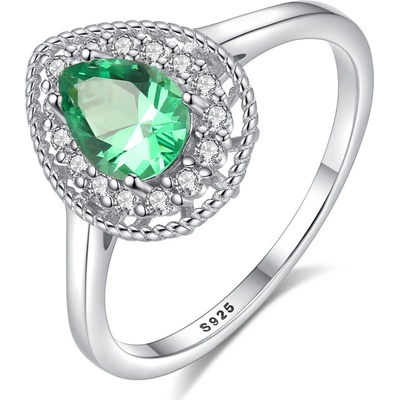Meucci Stříbrný prsten se zeleným kapkovým zirkonem SYR069