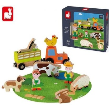 Janod - Дървен комплект с фигурки - Ферма (J08576)