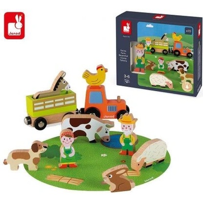 Janod - Дървен комплект с фигурки - Ферма (J08576)