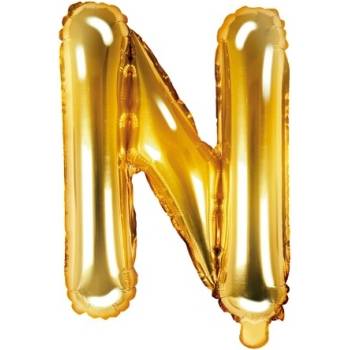 PartyDeco Fóliový balónek písmeno N zlatý 35 cm