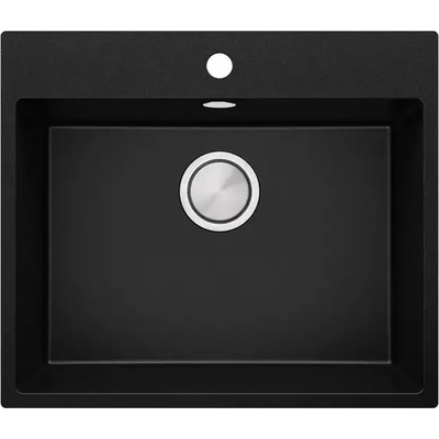 Твоят Стил Черна кухненска гранитна мивка Рига 60 XL 580 x 500 мм