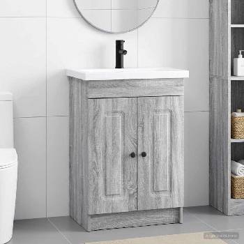 vidaXL Комплект мебели за баня Сив Сонома 56 x 37, 5 x 81 см (3404170)