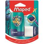 Maped Острилка и гумичка, с два отвора, с резервоар, с резервна гумичка, MAPED "Connect Dragon", дракон 049224 (049224)