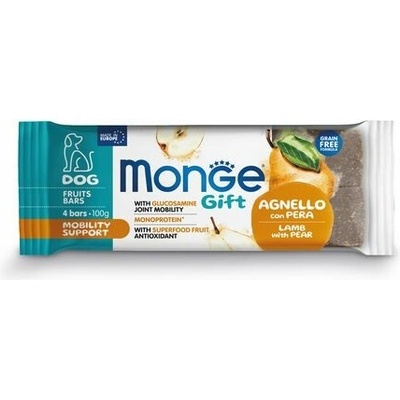 MONGE GIFT Fruit bars Mobility /4ks ovocné tyčinky pre psov na podporu mobility s jahňacím mäsom a hruškou 100 g