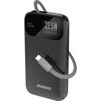 Dudao K31 10000 mAh 22.5W PD Power Bank с вграден кабел - Черно (DDA508)