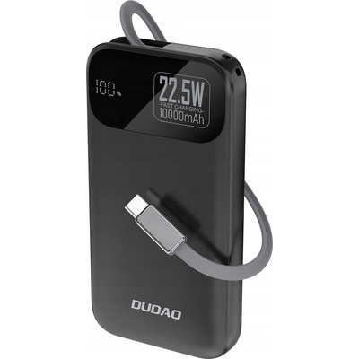 Dudao K31 10000 mAh 22.5W PD Power Bank с вграден кабел - Черно (DDA508)