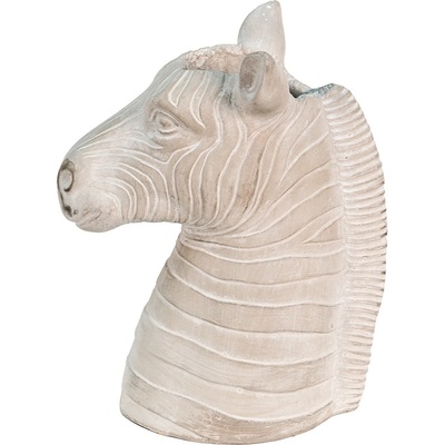 Clayre & Eef Šedý cementový květináč v designu hlavy zebry 21x13x26 cm