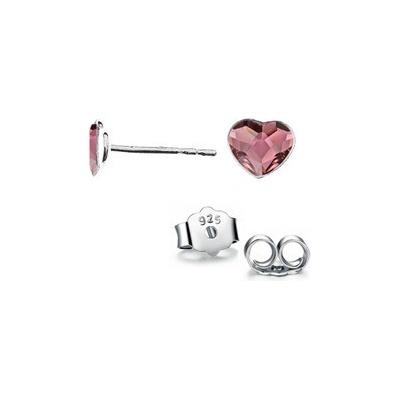 Nubis stříbrné se srdcem Crystals from Swarovski Antique Pink NB 0203 AP