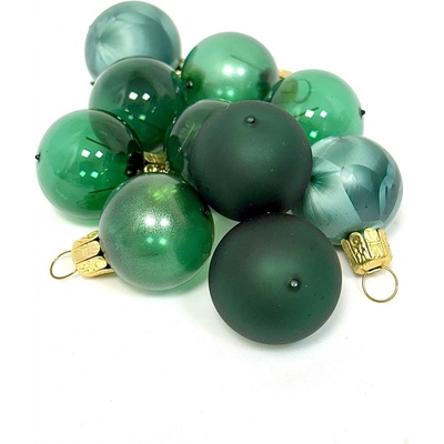 Irisa Skleněné vánoční ozdoby „Smaragdový sen“ 3 cm tmavě zelené 10 ks v balení Velikost: 3 cm Balení: 1balení Barva: zelená