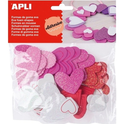 Apli Penovka samolepiace Srdcia glitter 52 ks