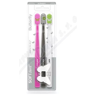 Softdent Butterfly Zubná kefka Ultra Soft 3 ks