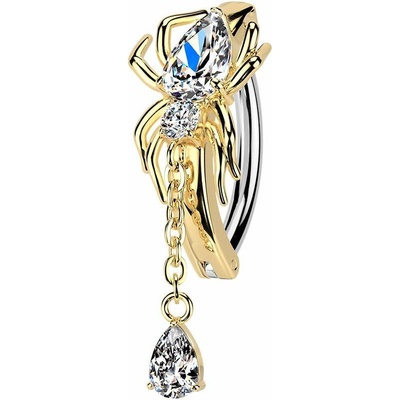 Šperky4U Zlacený piercing do pupíku pavouk WP0111-GD