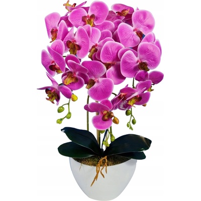 Orchidej umělý Damich fialový 60 cm v bílém květináči