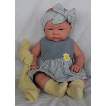 Lamagik Realistické miminko holčička Jenny v šedých šatech