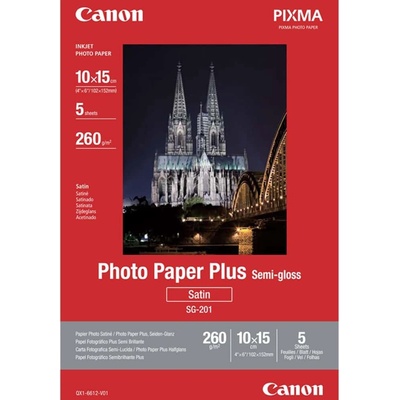 Canon Фотохартия Canon, 10x15 cm, полугланцирана, 260 g/m2, 5 листа (1686B072)