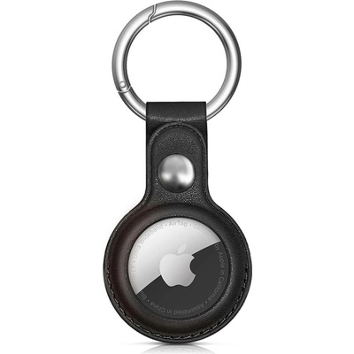 HT pouzdro pro Apple AirTag s karabinou PU kůže černá 5907769372292