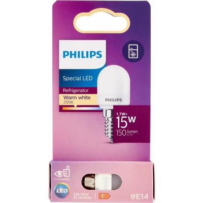 Philips 8718699771935 LED žiarovka 1x1,7W E14 150lm 2700K teplá biela, matná biela, do chladničky, EyeComfort