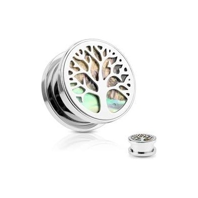 Šperky4U plug do ucha s perletí strom života PL01212-10