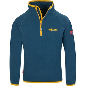 TROLLKIDS Детски поларен пуловер Trollkids Kid's Nordland Half Zip Fleece jumper - Mystic Blue / Golden Yellow - размер 164 (EU) (704-1727-0519)