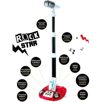 Teddies Mikrofon karaoke ROCK STAR plast na baterie se světlem se zvukem