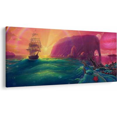 Obraz - Olejomalba, Plavba do fantastické říše, jednodílný 200x100 cm – Hledejceny.cz