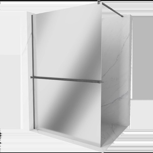Mexen Kioto+ стена за душ с рафт Walk-in 130 x 200 см, огледало, четкано в цвят gun gray - 800-130-121-66-50 (800-130-121-66-50)