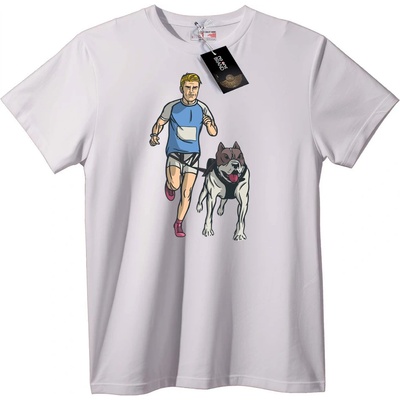 NOONEBRAND Тениска Тичам с кучето си - 2XL, White