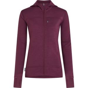 icebreaker Дамски вълнен пуловер Icebreaker Women's Merino 300 Realfleece Descender L/S Zip Merino jacket - Dark Berry (105-7654-0214)