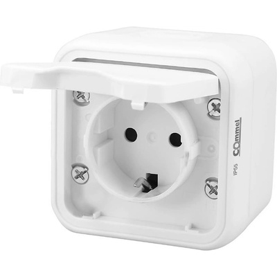 Контакт шуко за открит монтаж IP55 цвят Бял Bura Commel (C043-211)