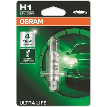 OSRAM КРУШКА АВТОМОБИЛНА ОСРАМ h1 ult 55w 12v КЪСИ СВ. И ХАЛОГЕНИ 4г ГАРАНЦИЯ ЖЪЛТА (20610065)