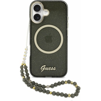 GUESS IML Glitter Script Strap MagSafe Задний Чехол за iPhone 17 Black Guess | Cheren | МЪЖЕ | UNI