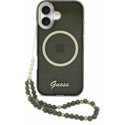 GUESS IML Glitter Script Strap MagSafe Задний Чехол за iPhone 17 Black Guess | Cheren | МЪЖЕ | UNI