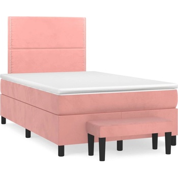 vidaXL Боксспринг легло с матрак, розово, 120x190 см, кадифе (3270468)