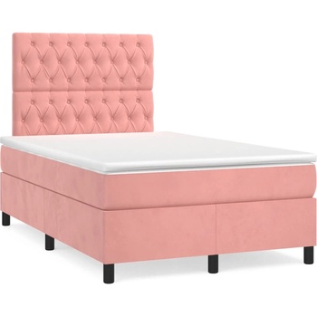 vidaXL Боксспринг легло с матрак, розово, 120x190 см, кадифе (3270018)