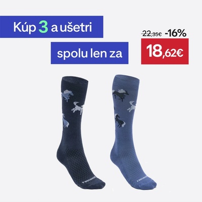 Fouganza detské podkolienky SKS 500 2 páry tmavomodré a sivomodré