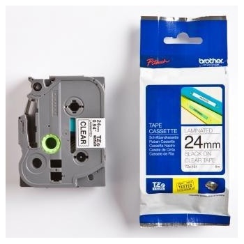 Brother TZ-151 / TZe-151, 24mm x 8m, черен печат / прозрачен субстрат, оригинална лента (TZE151)