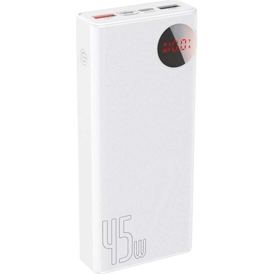 Baseus Mulight Power Bank with Digital Display Quick Charge 45W (PPMY-A01) - външна батерия 20000 mAh с 2xUSB-A и USB-C изходи за зареждане на смартфони и таблети (бял)