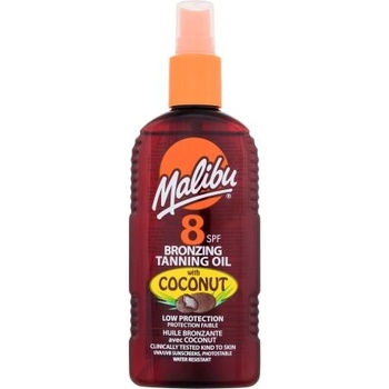 Malibu Bronzing Tanning Oil Coconut SPF8 слънцезащитно масло в спрей с кокосово масло 200 ml