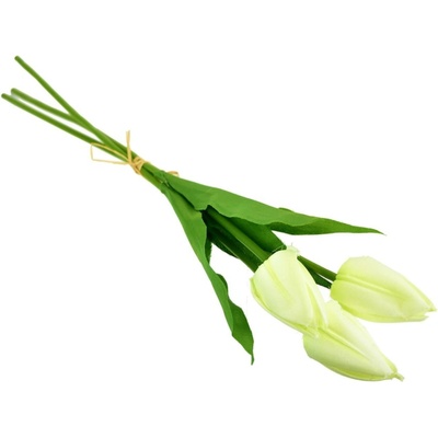 BerryHome Zväzok 3 ks tulipánov, krémové, 50 cm