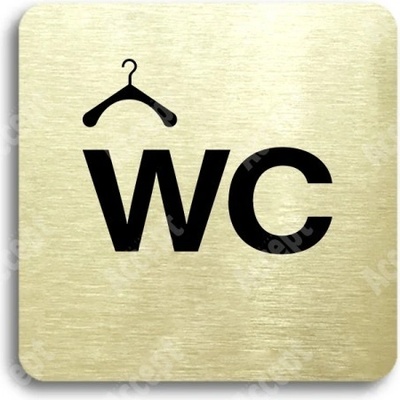 ACCEPT Piktogram šatna, WC - zlatá tabulka - černý tisk bez rámečku