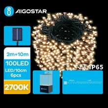 Aigostar LED Solární vánoční řetěz 100xLED 8 funkcí 12m IP65 teplá bílá | AI0423