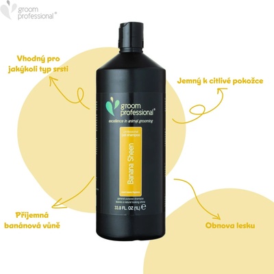 Groom Professional Banana Sheen hydratační banánový šampon pro všechny typy srsti 4 l