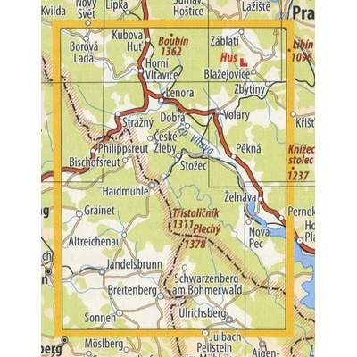 KČT 66 Šumava - Trojmezí - nástěnná turistická mapa 60 x 90 cm Varianta: mapa v dřevěném rámu, Provedení: Ticiago černý