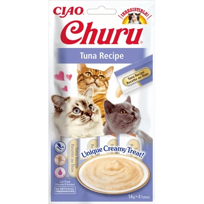 Inaba - Churu Puree - Лакомство за котки нежен крем с риба тон 4 бр в опаковка х 14гр