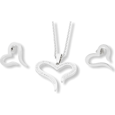 Ewena Stříbrná souprava srdce z chirurgické oceli KM427 – Zboží Dáma